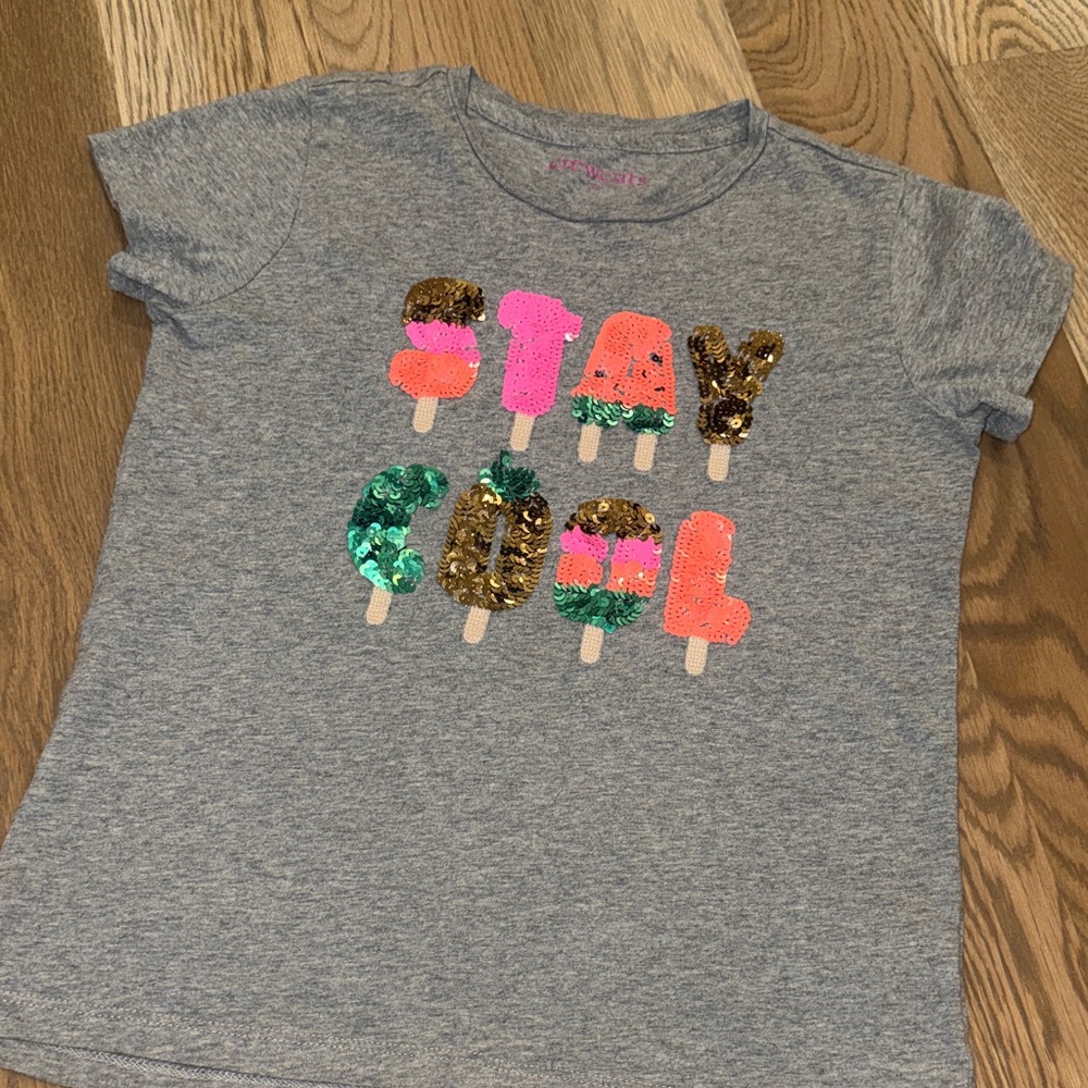 Crewcuts Gray Stay Cool Sequin Popsicle Tee